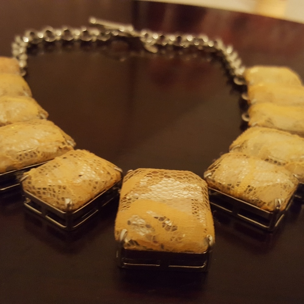 Elegant Square Stone Statement Necklace-Anntaylor) - image 1